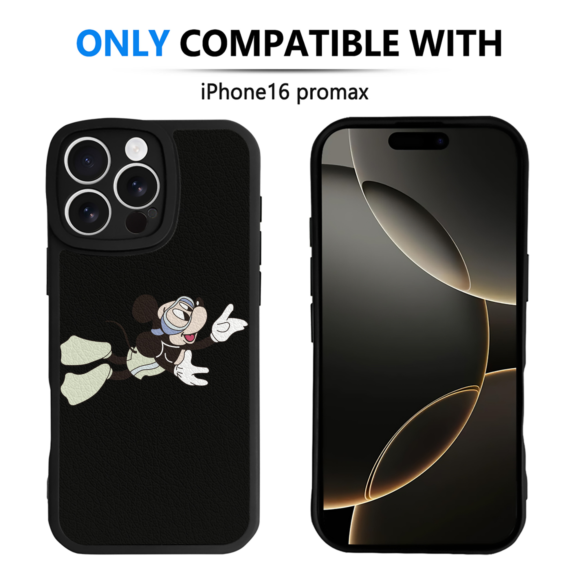 （画像用） ミッキーマウス Mickey Mouse 【iPhone 16シリーズ対応】シリコンスマホケース（レザー調） 材質：シリコン